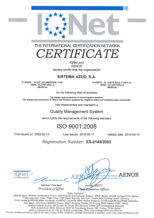 AZUD-ISO质量认证